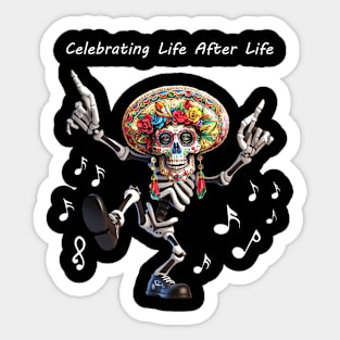 Dancing Sugar Skull Day Of The Dead Sticker